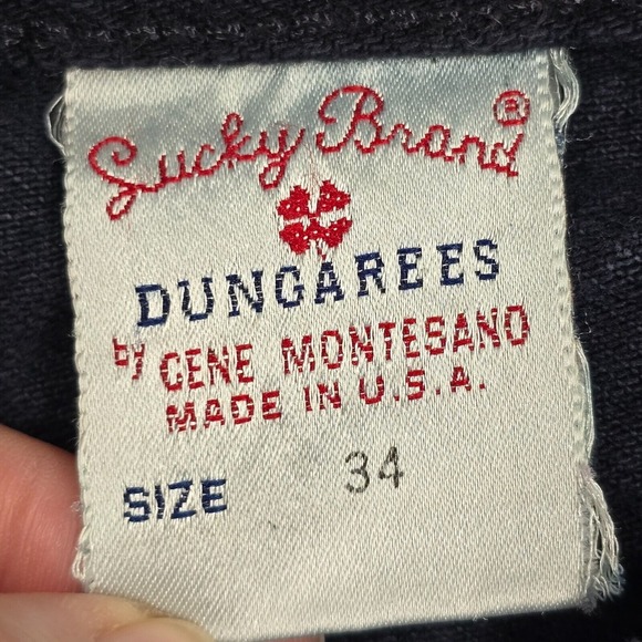 Lucky Brand Mens Black Dungarees 34 (Fits 31x33) Relaxed Tapered USA Vintage Fit - Picture 5 of 13